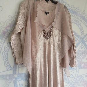 Komarov beaded dress w/ jacket, Rose, Petite XL